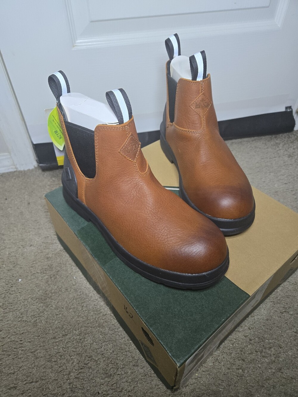Men's Brown Leather Chelsea Work Boots with Pull Tabs